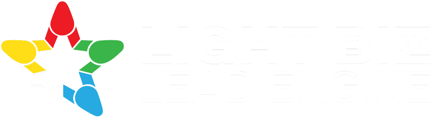 Light biz lead engine logo full color on dark