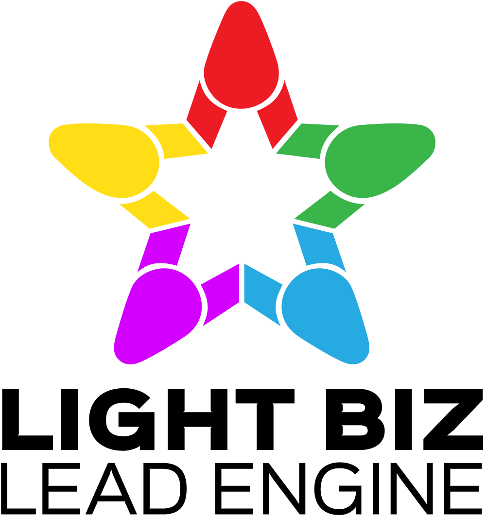 Vertical light biz lead engine logo full color on light